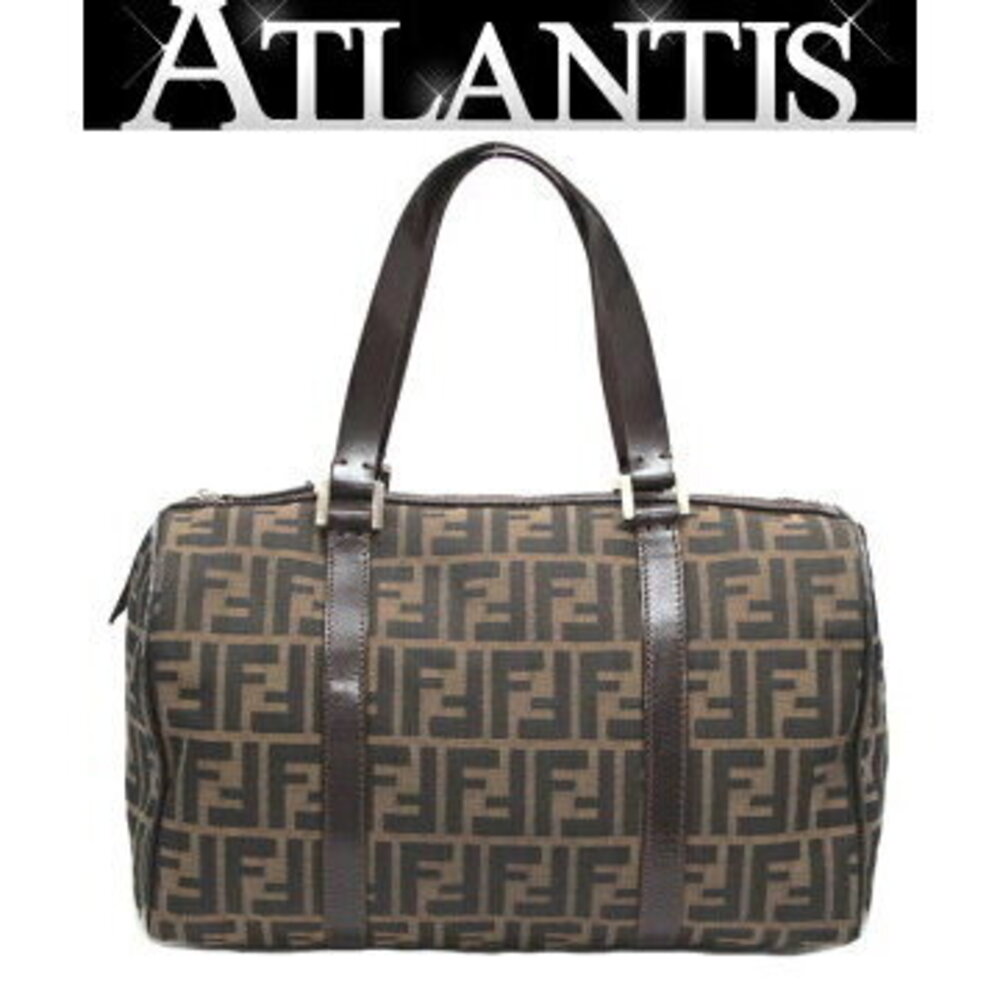 Fendi Zucca Boston Bag Brown Canvas Leather